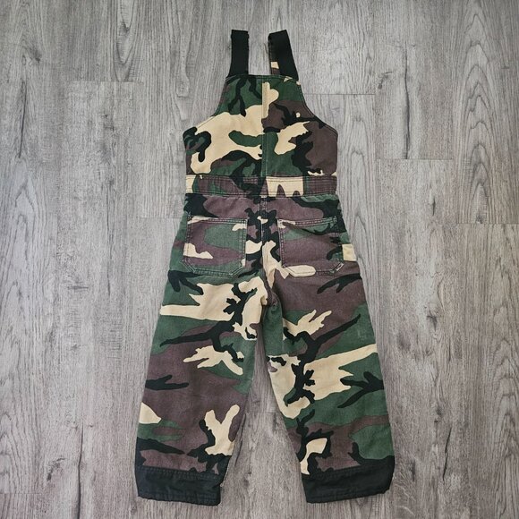 Dickies Kids Camo Insulated Overalls Green Brown Workwear – Boys 6-7 - Picture 11 of 11